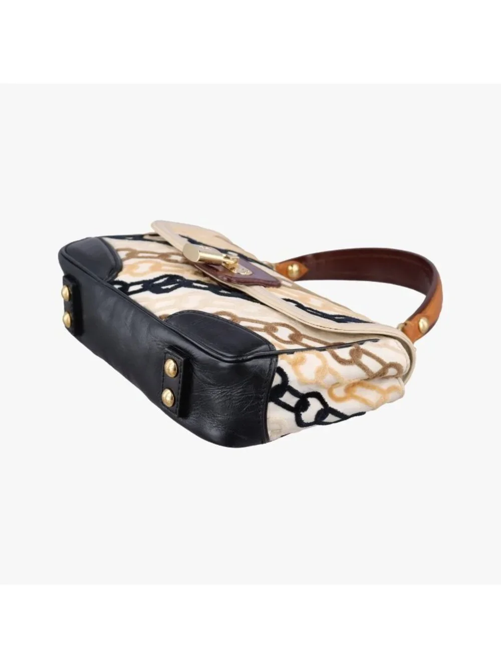 Louis Vuitton Dolly Black White Multicolor Cotton Velvet Shoulder Bag